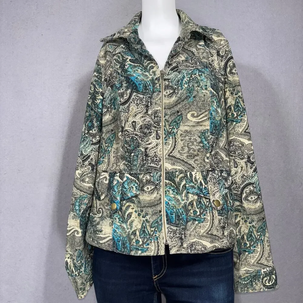 Earthy Retro Boho Stretch Jacket Small Edgy Rocker Classic Versatile Casual Arts